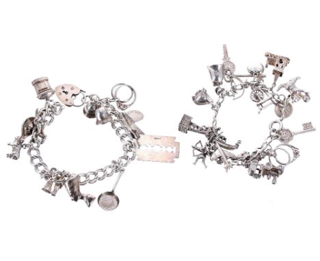 Two silver charm bracelets, 2.5 oz t
