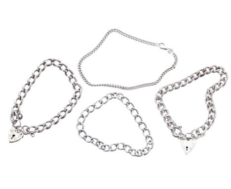 Four assorted silver curb bracelets, 2.4 oz t (4)