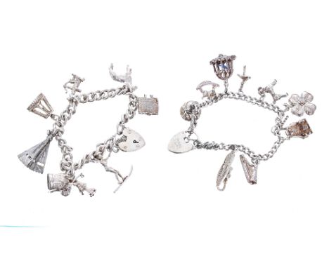 Two silver charm bracelets, 2.5 oz t (2)