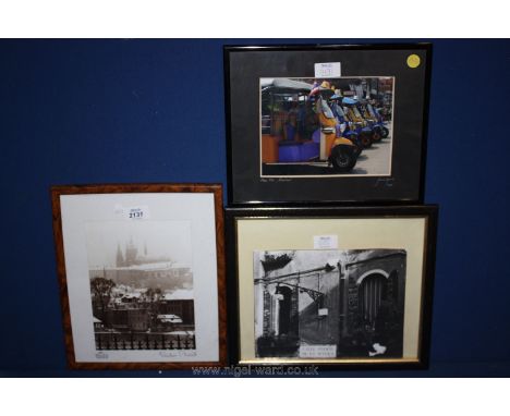 A framed Print 'Calle Fianco De La Scuola', plus 'Hua-Hin Thailand' and 'Praha 2005' by Viclav Plisek.