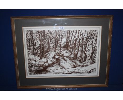 A Harry Smith (bomber air crew member of Tiger Force with Dambusters) print of Cannock Chase, signed and dated (details verso