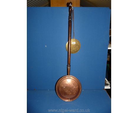A Brass warming Pan and Chestnut roaster.