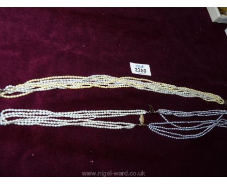 Two Seed Pearl necklaces, pearl and lilac.