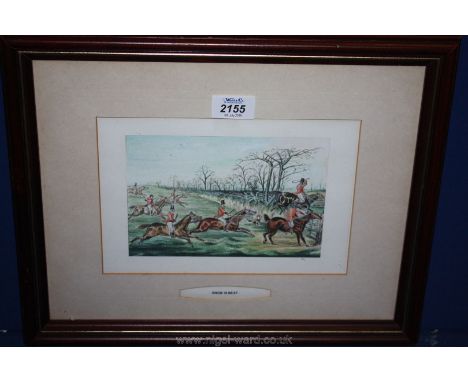 A Watercolour of a hunting scene entitled; 'Snob Is Beat'.