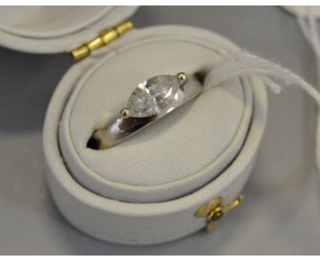 A Navette shaped diamond solitaire ring, 18ct white gold