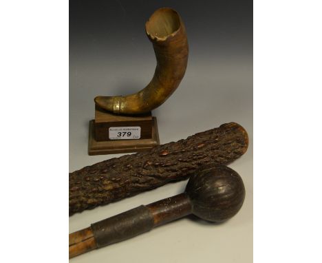 Tribal- knobkerry, mangrove swamp stick, mounted horn (3)