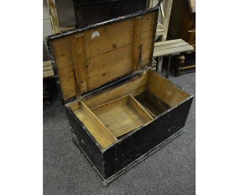 A Victorian ebonised tool chest; other tool boxes; etc.