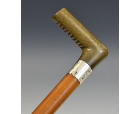 A 19th century walking stick, horn handle, silver collar engraved with Charles Matson, Dublin, malacca shaft, 79cm long