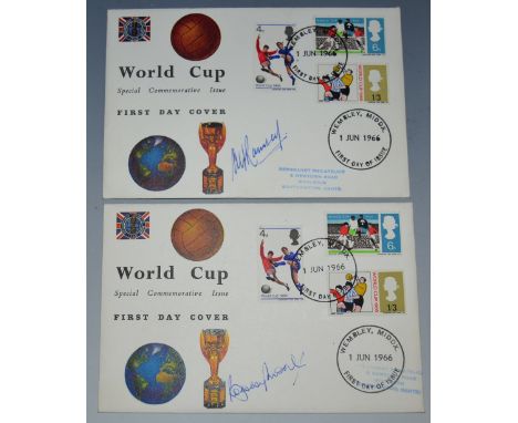  World cup commemorative first day covers one signed by Bobby Moore; another Alf Ramsey (2)