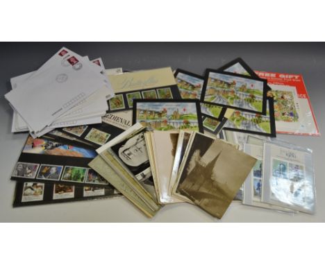 Stamps - Presentation and First Day Covers, franked and unfranked, postcards, various