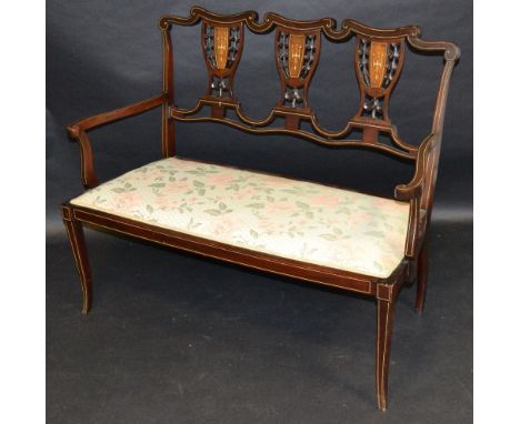 An Edwardian Hepplewhite style mahogany salon sofa, c.1910 (faults) 