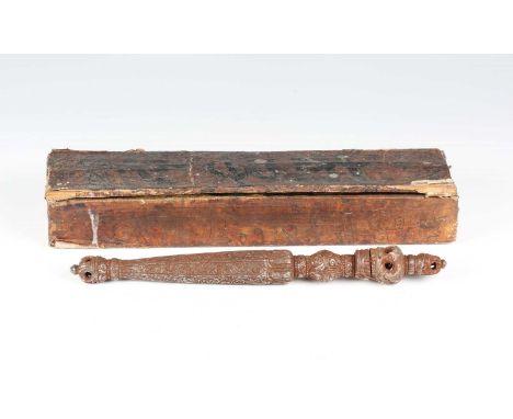 A rare Tibetan iron danda or khatvanga, 12th/13th century, the Vajrayana Buddhist ritual wand with vajra crown and skull fini
