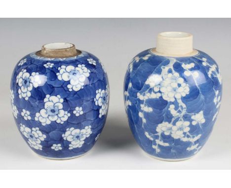 A Chinese blue and white porcelain small jar, mark of Chenghua but probably 19th century, of ovoid form, painted with scatter
