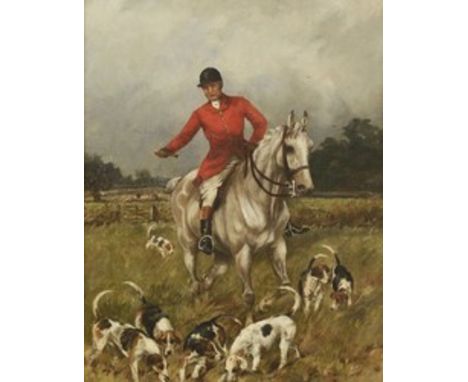 Henry Frederick Lucas-Lucas (1848 -1943 ) A HUNTSMAN AND HIS HOUNDS Signed l.r., oil on canvas 46 x 36cm