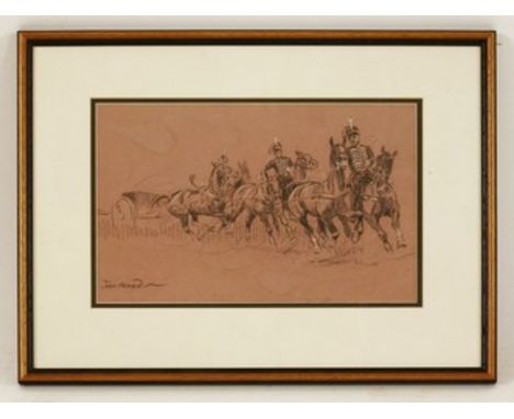 *John Board (1895-1965) THREE GLORIOUS HEAVY HORSES; HORSE ARTILLERY; POLO STUDIES; HORSE STUDIES Each signed, the first insc
