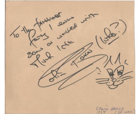 Colin Baker signed 6x5 album page taken from broadcaster Jan Leeming own personal collection inscribed To the Prettiest fairy