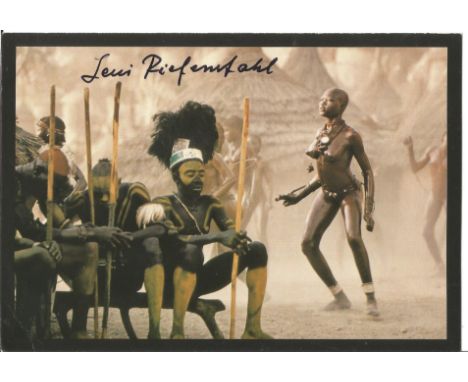 Leni Riefenstahl signed 6x4 colour postcard. Helene Bertha Amalie "Leni" Riefenstahl ( 22 August 1902 - 8 September 2003) was