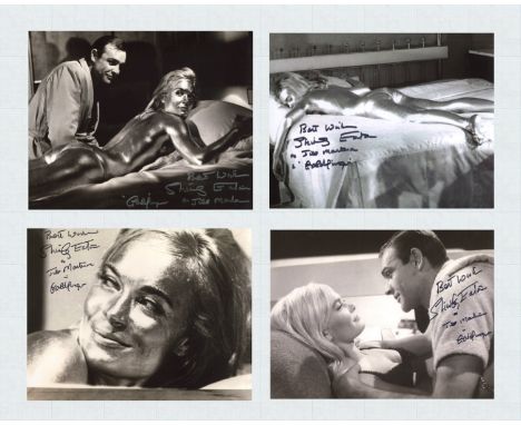 007 James Bond collection of four 8x10 photos from the classic James Bond movie , Goldfinger. Each signed by Shirley Eaton wh