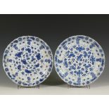 China, a pair of blue and white porcelain plates, Kangxi period (1662-1722),