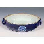 China, a powder-blue ground tureen, 19th century or later,