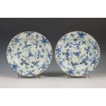 China, a pair of blue and white porcelain deep plates, Qianlong period (1736-1795),