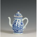 China, a blue and white porcelain milk-jug and cover, 18th century,