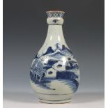 China, a blue and white porcelain bottle vase, 19th century,