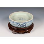 China, a blue and white porcelain ink stone, 19th century,