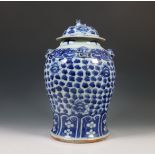 China, blue and white porcelain baluster jar and cover, 20th century,