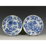 China, a pair of blue and white porcelain plates, Kangxi period (1662-1722),