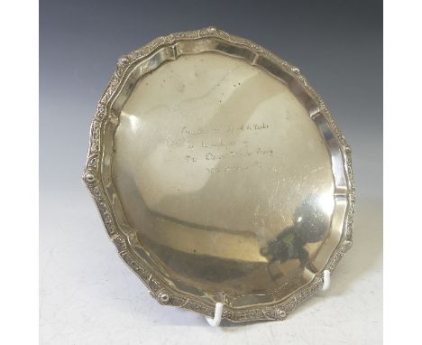 An Elizabeth II silver Salver, by&nbsp;Adie Brothers Ltd, hallmarked Sheffield, 1965, of shaped circular form, the moulded ri