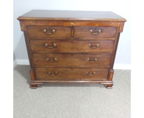 A George III inlaid mahogany Chest of Drawers, comprising two short above three long drawers, flanked by fluted columns, all 