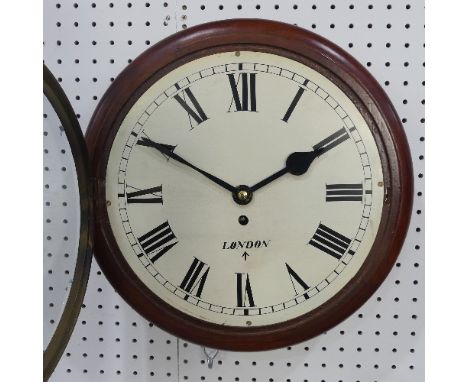 A reproduction antique style mahogany cased fusee Wall Clock, the 31cm dial with black Roman numerals, marked ‘London’, singl