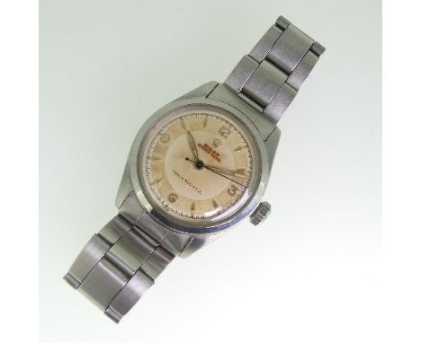 A vintage Rolex Oyster-Royal stainless steel gentleman's Wristwatch, the two-colour champagne dial with Arabic numerals and b