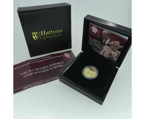 An Elizabeth II 'double portrait' gold Sovereign, dated 2017,&nbsp;commemorating the&nbsp;Platinum Wedding Anniversary of Her