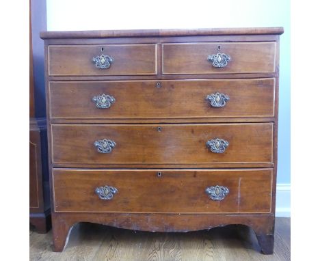 A Victorian inlaid mahogany Chest of Drawers, W 101cm x D 44cm x H 98cm. 