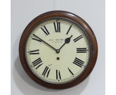 A mahogany circular Wall Clock, signed John Cockburn, Richmond, with painted dial,&nbsp;complete with pendulum, dial 30cm dia