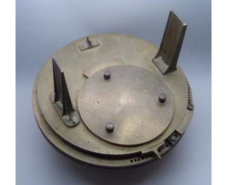 A rare Pilkington Gibbs brass helio-chronometer, the rim engraved PILKINGTON &amp; GIBBS LTD. PRESTON ENGLAND, produced betwe