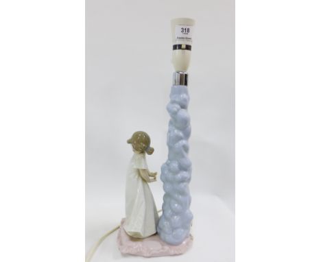 Nao figural table lamp base and shade, size excluding fitting is approx 33cm 