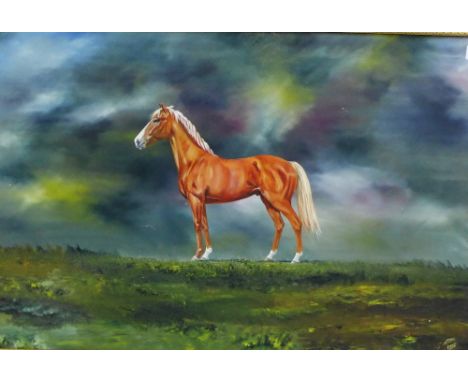 Louis Vane,  Palomino Horse,  Oil on canvas, signed,  gilt frame, 75 x 50cm