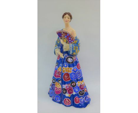 'Lady With Fan' a Royal Worcester figure, sculpted by David Lyttleton, Ltd No 4 / 4950, with printed backstamps, 30cm high 