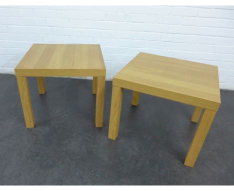 Pair of modern light wood side / lamp tables, 46 x 65cm (2) 