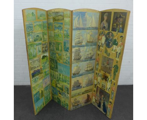 Vintage four fold Scrap screen, 170 x 184cm 