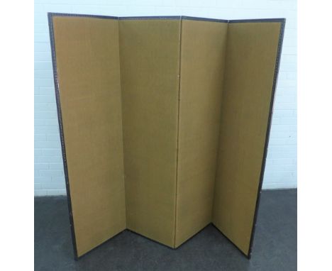 Vintage four fold dressing screen, 170 x 192cm 