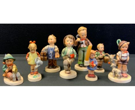 Hummel Goebel figures, Telephone Call,  Little Goat Herder/Alpine boy and Goats, Watering the Flowers, etc, (8) 