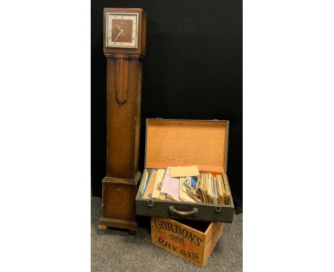 Boxes and Objects - A Smiths art deco longcase clock, quartz movement, 139cm, Ordnance survey maps from 1940- 1946; Gordons D