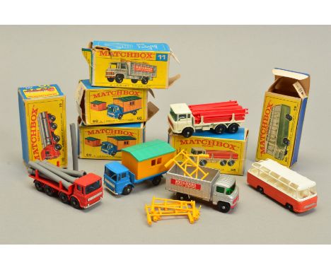 SIX BOXED MATCHBOX 1-75 SERIES DIECAST VEHICLES, all have regular wheels and are in assorted type, D, E and F boxes all of wh