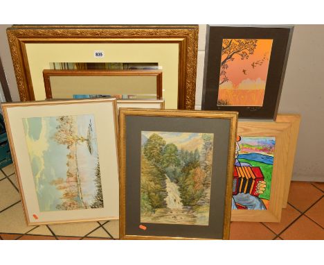 PAINTINGS AND PRINTS to include 'Street Guitarist' by F W Skinner, portrait of a Busker, watercolour, framed, approximate siz