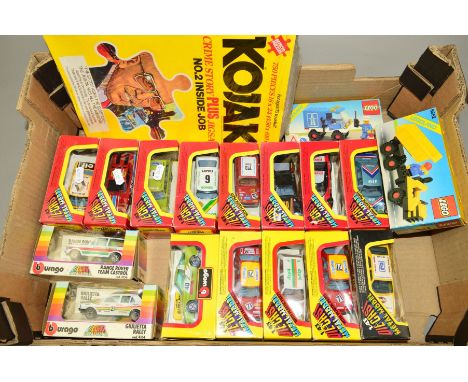 A COLLECTION OF BOXED BURAGO 1/43 SCALE DIECAST SPORTS AND RALLY CAR MODELS, all from the 4100 series from the 1980's, all in