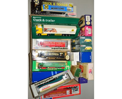 A QUANTITY OF BOXED CORGI CLASSIC AND OTHER MODERN DIECAST TRUCK AND BUS MODELS, to include Scania Curtainside Pollock (Scotr